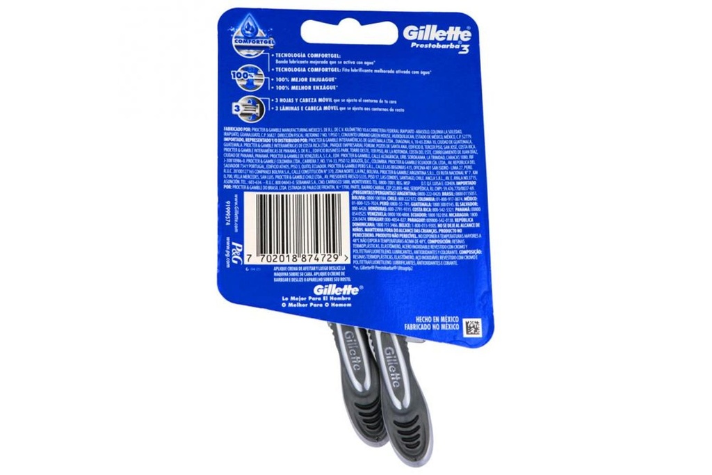 Gillette Prestobarba 3 Empaque Con 2 Rastrillos