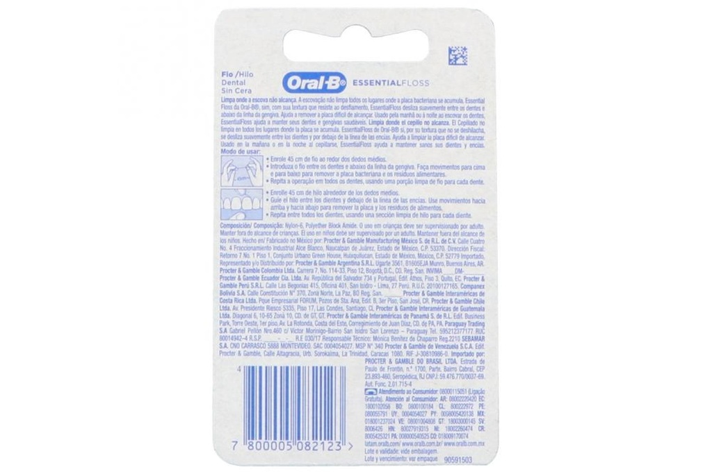 Hilo Dental Oral- B Sin Cera Caja Con 25 Metros