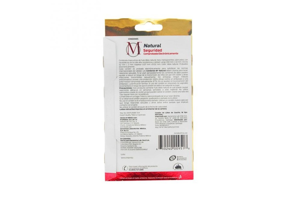 M Force Sensación Natural Caja Con 3 Condones