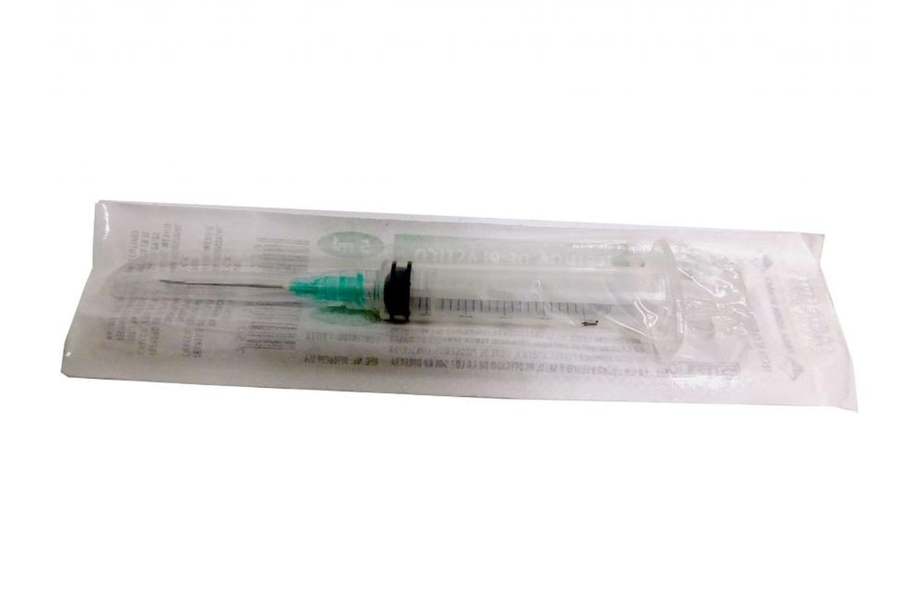 Jeringa Desechable 5 mL Con Aguja 21Gx32 mm