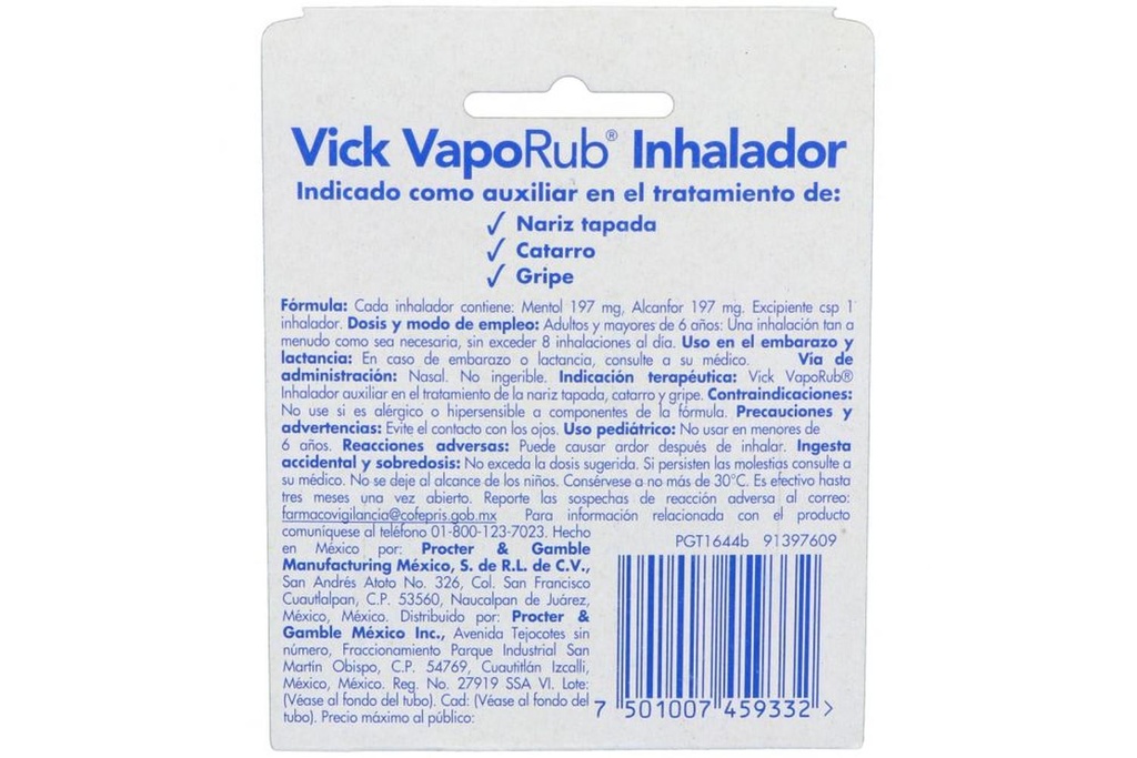 Vick VapoRub Solución Empaque Con 1 inhalador