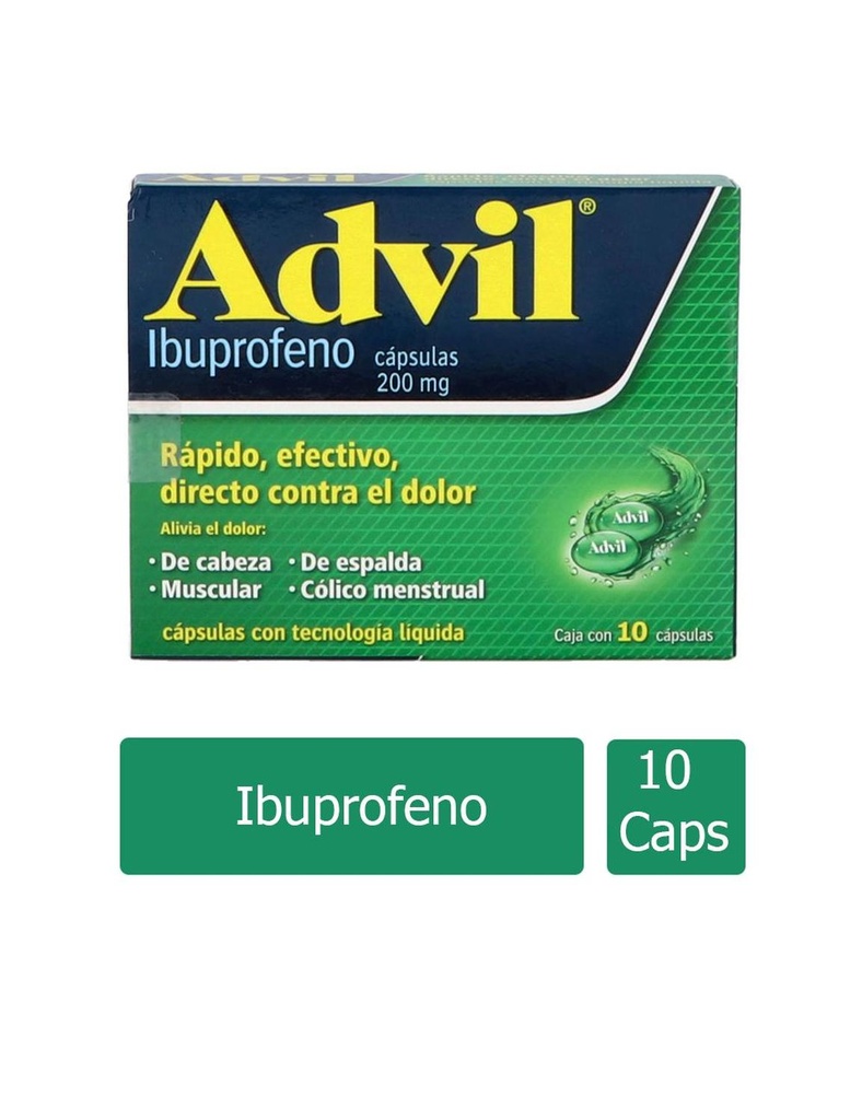[7501108763475] Advil Fast Gel 200 Mg 10 Cápsulas