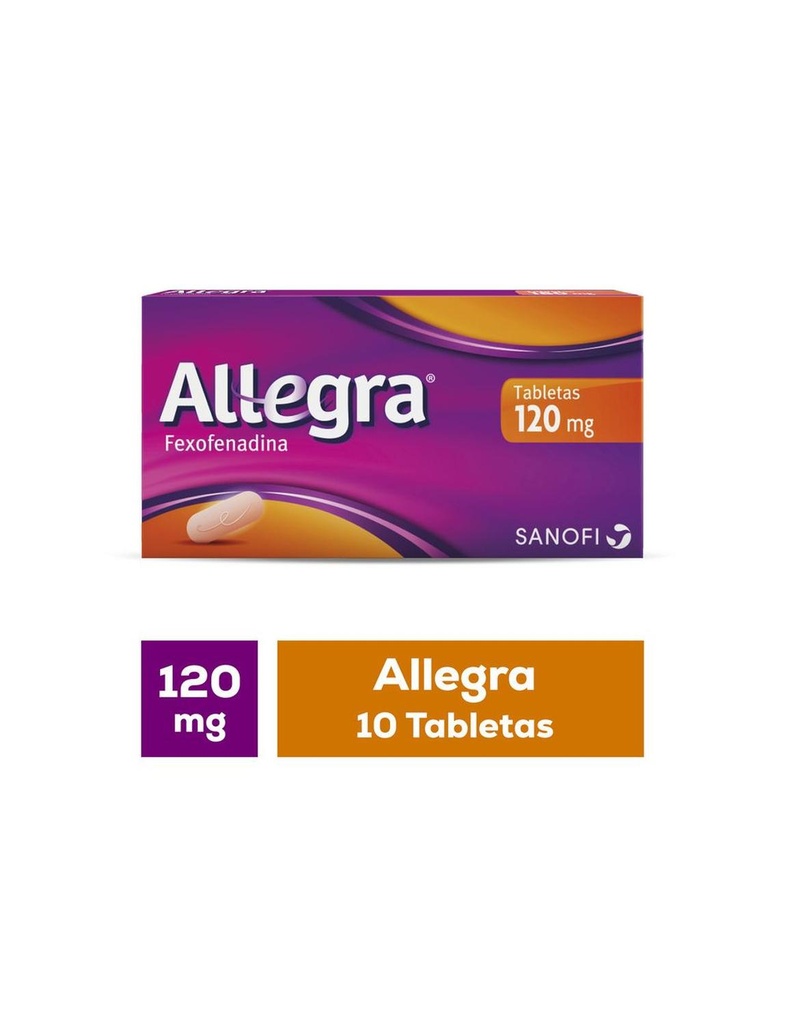 [7501165001718] Allegra  120 Mg  Tratamiento Para La Alergia Antihistamínico, 10 Tabletas