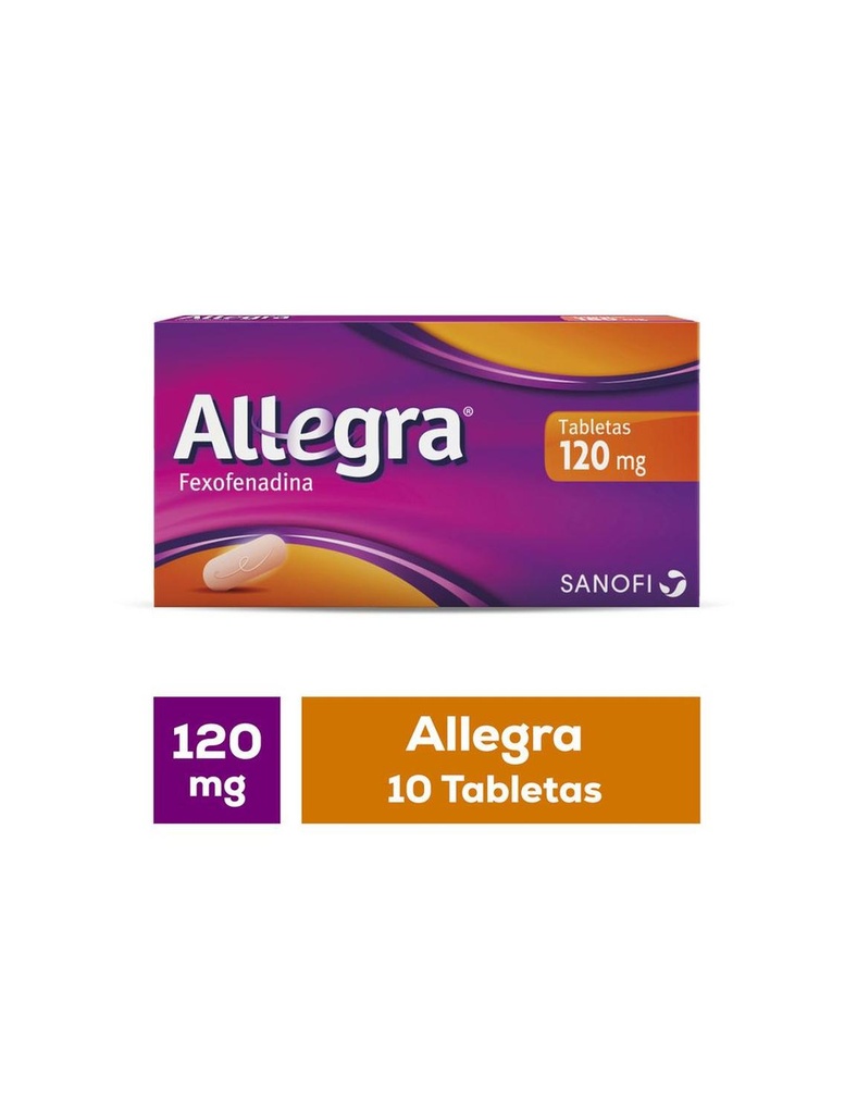 Allegra  120 Mg  Tratamiento Para La Alergia Antihistamínico, 10 Tabletas