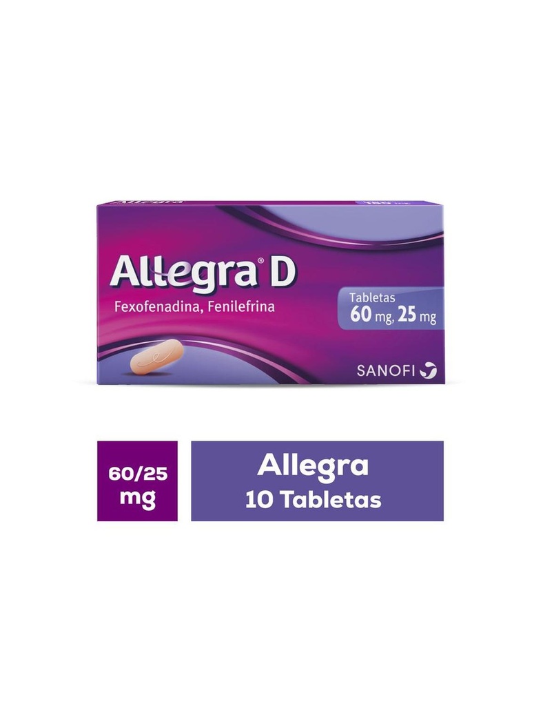 [7501165006386] Allegra  D.  Tratamiento Para La Alergia Y Congestión Nasal Antihistamínico, 10 Tabletas