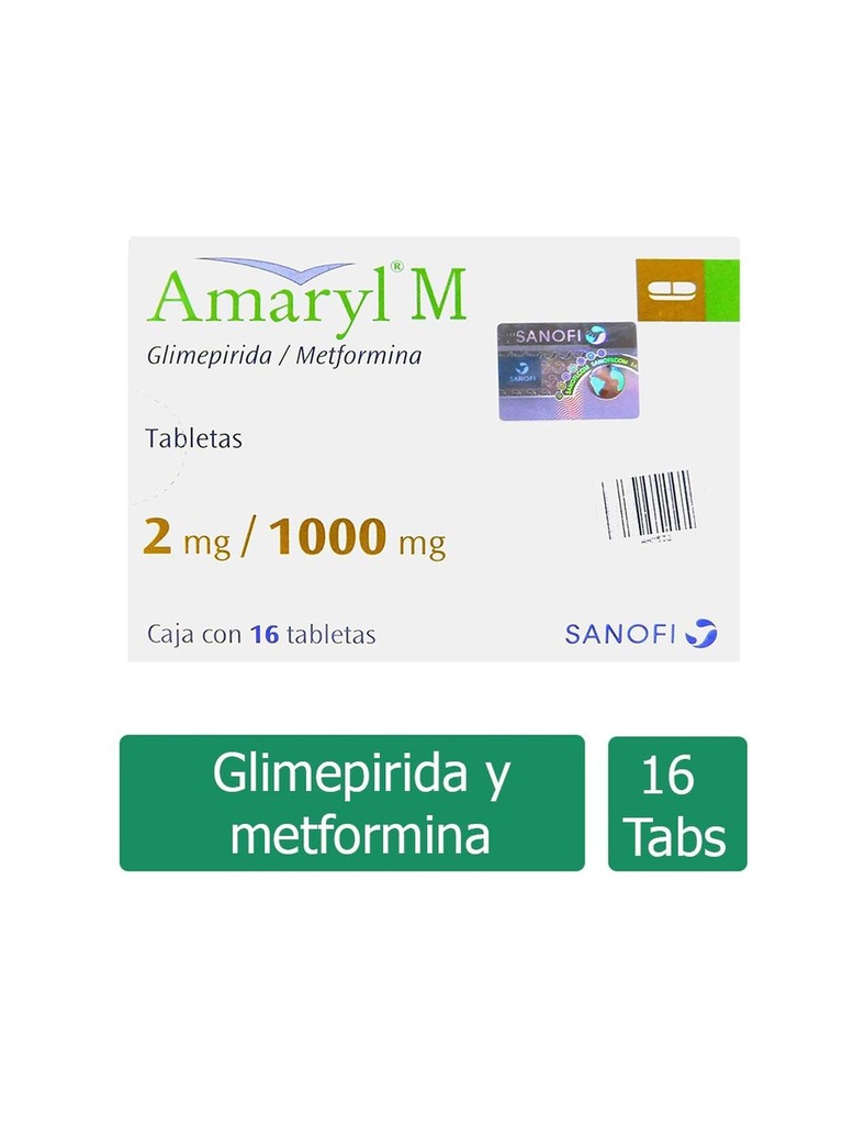 Amaryl M 2/1000 Mg 16 Tabletas