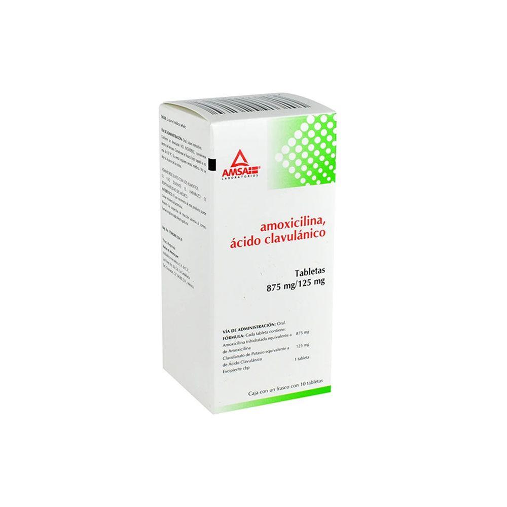 Amoxicilina/Ácido Clavulánico 875 Mg/125 Caja Con Frasco Con 10 Tabletas