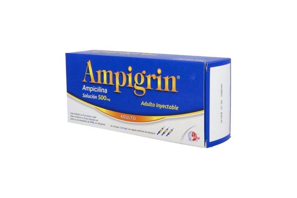 Ampigrin 500 Mg Frasco Ámpula Adulto 3 Ampolletas 3 Ml Genérico Collins