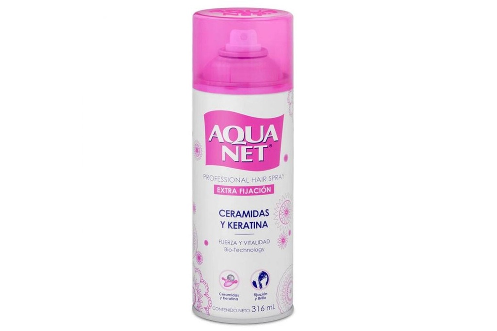 Fijador Aqua Net Ceramidas Keratina Spray 316 Ml