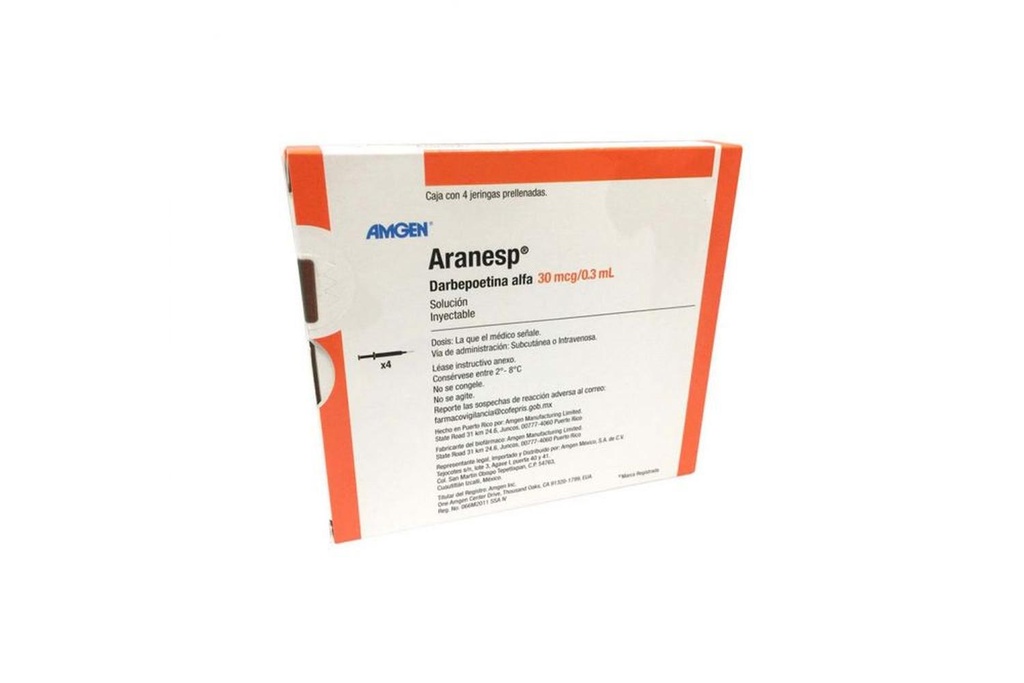 Aranesp 30 Mcg/0.3 Ml 4 Jeringas Prellenadas