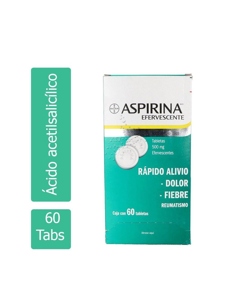 Aspirina Adulto 500 Mg 60 Tabletas Efervescentes