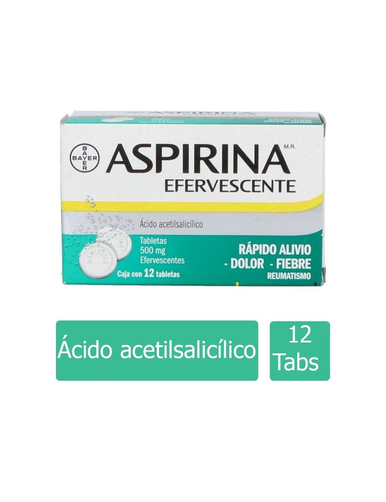 Aspirina Adulto 500 Mg 12 Tabletas Efervescentes