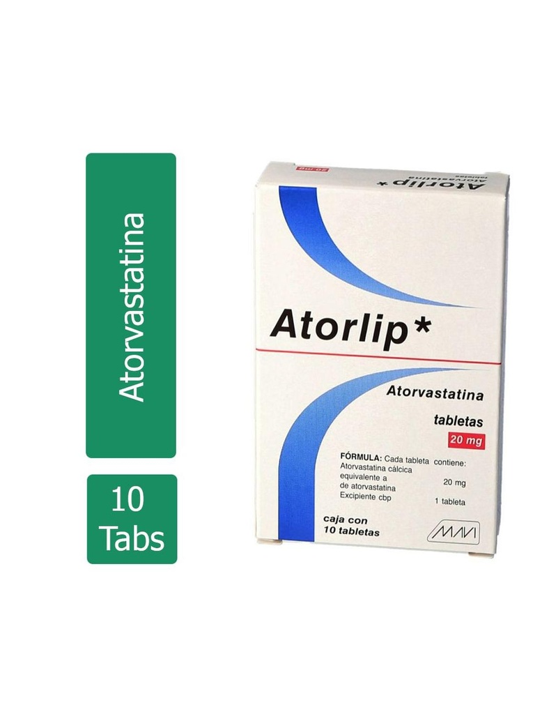 Atorlip Atorvastatina 20 Mg 10 Tabletas Genérico Mavi