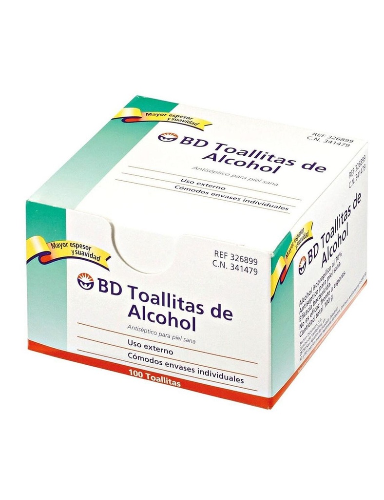 Toallitas BD Alcohol Antiséptico 100 Piezas