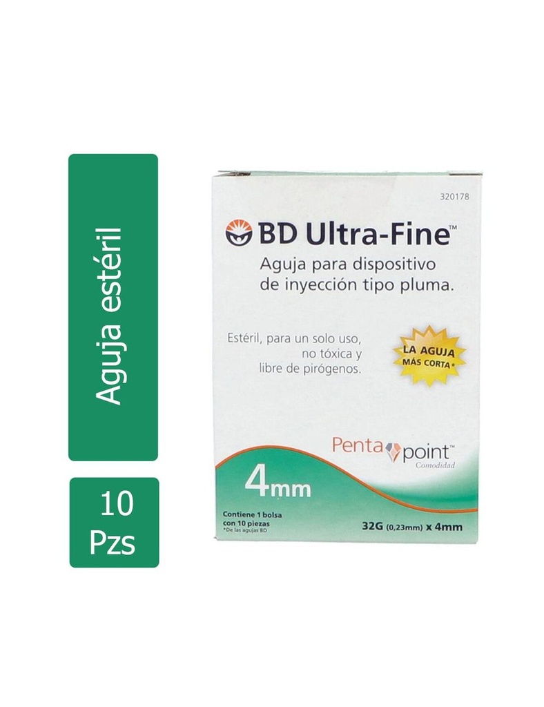 Aguja Desechable Ultra Fine 32X4 MM 10 Piezas