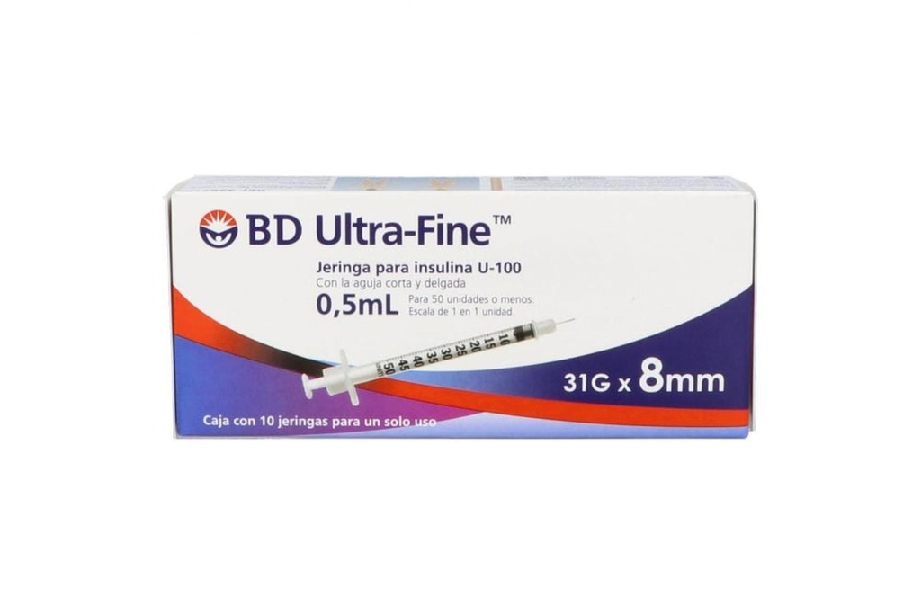 [382903267798] Jeringa Desechable BD Ultra fine 3 Insulina 5 Ml 31 G X 8 Mm 10 Piezas
