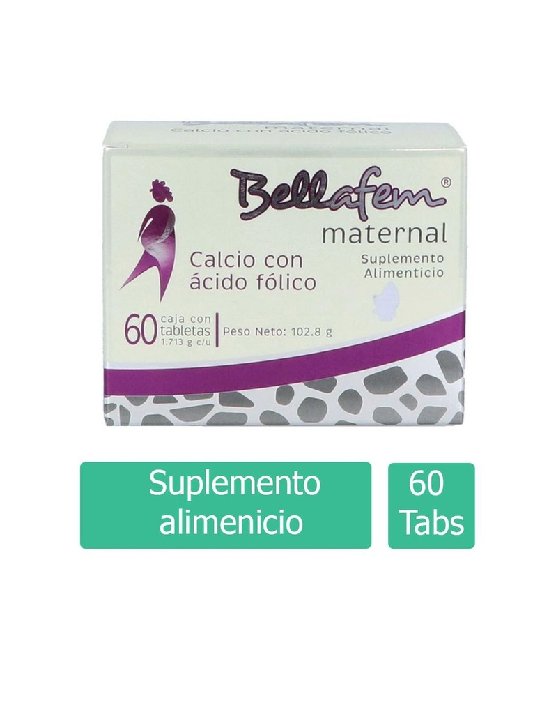 Bellafem Maternal Caja Con Frasco Con 60 Tabletas