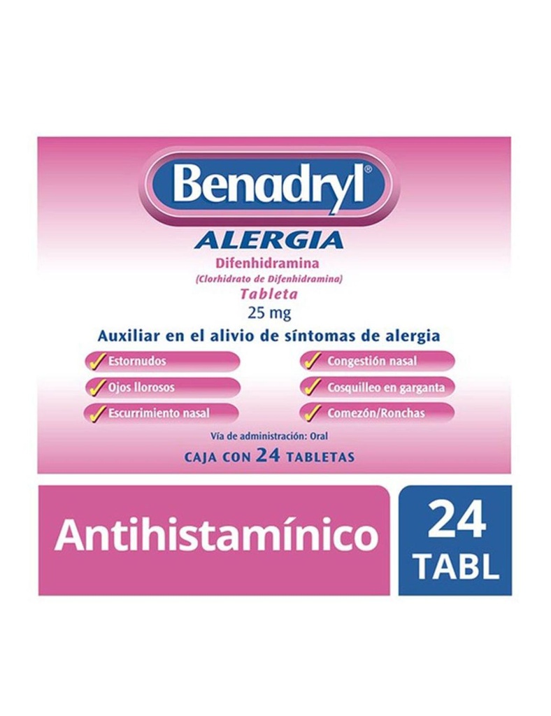 Benadryl 25 Mg 24 Tabletas