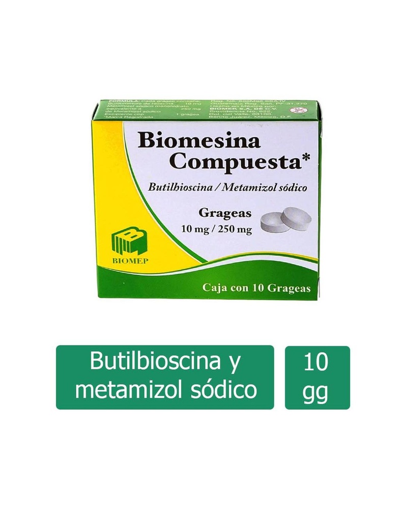 Butilhioscina/Metamizol 10/250 Mg 10 Grageas Genérico Com Biomep