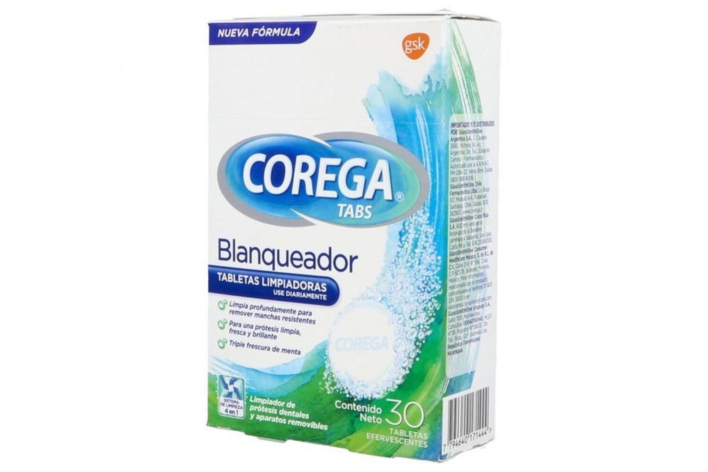 Blanqueador De Protesis Corega 30 Tabletas Efervescentes