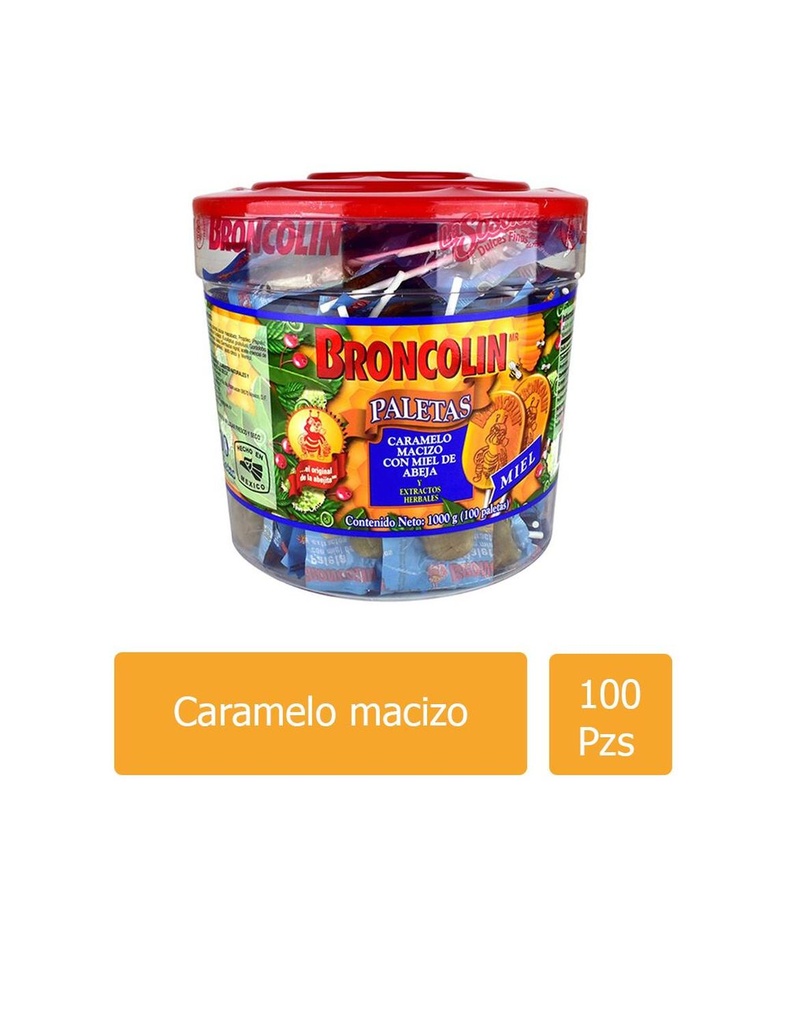 Paleta Broncolín Miel Vitrol 100 Piezas