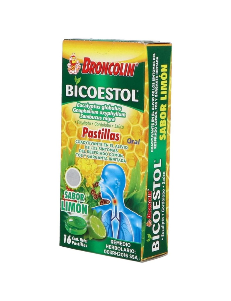 Broncolin Bicoestol Limón 16 Pastillas