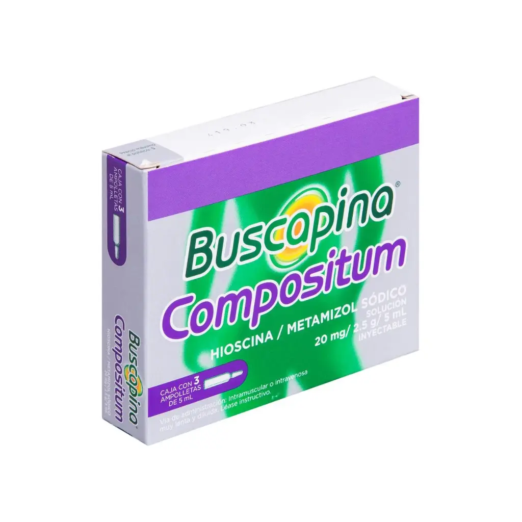 Buscapina Solución 20 Mg/Ml Inyectable, Caja Con 3 Ampolletas De 1 Ml