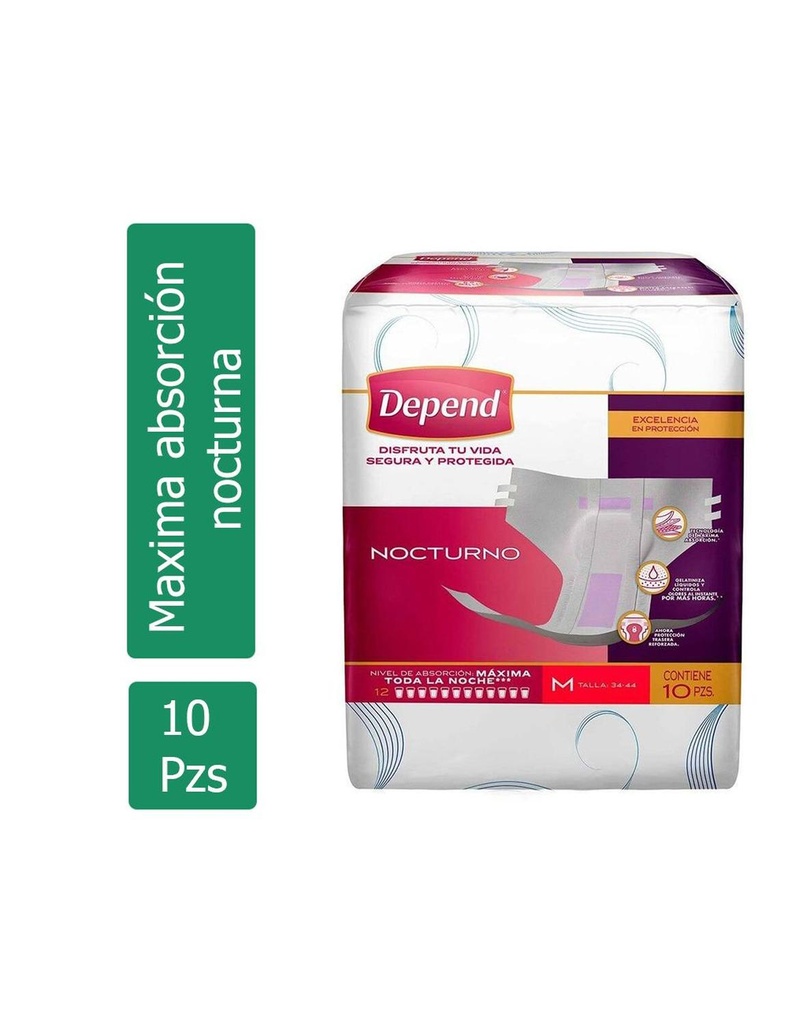 Pañal Depend Nocturno Mediano 10 Piezas