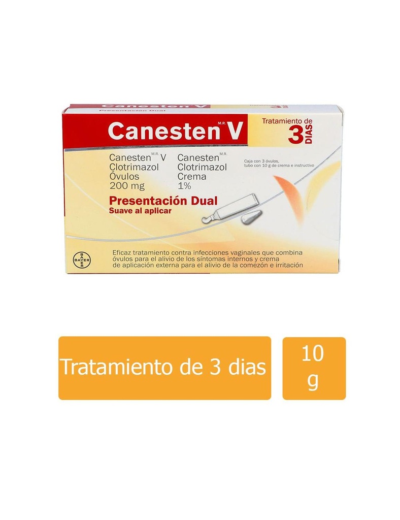 Canesten V Dual Suave 3 Días 200 Mg Óvulos Más Crema
