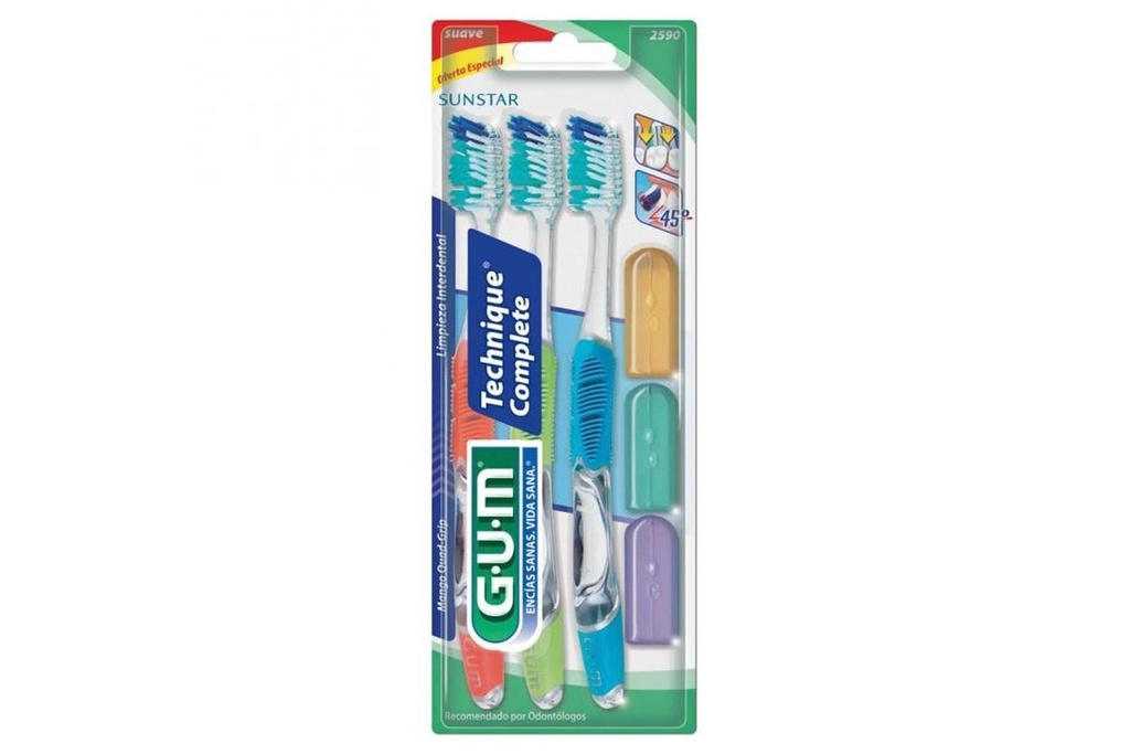 Cepillo Dental Gum Technique 3 Piezas Más 3 Capuchón 