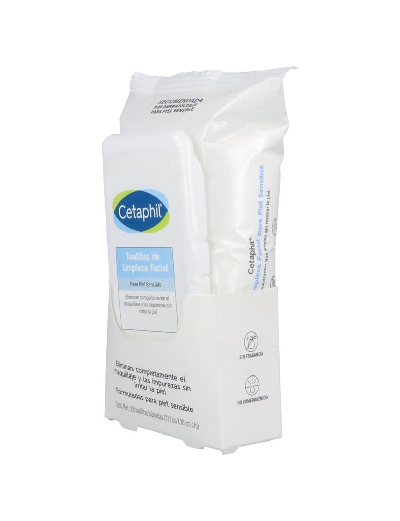 Cetaphil Toallitas Humectantes Limpieza Facial 25 Piezas 