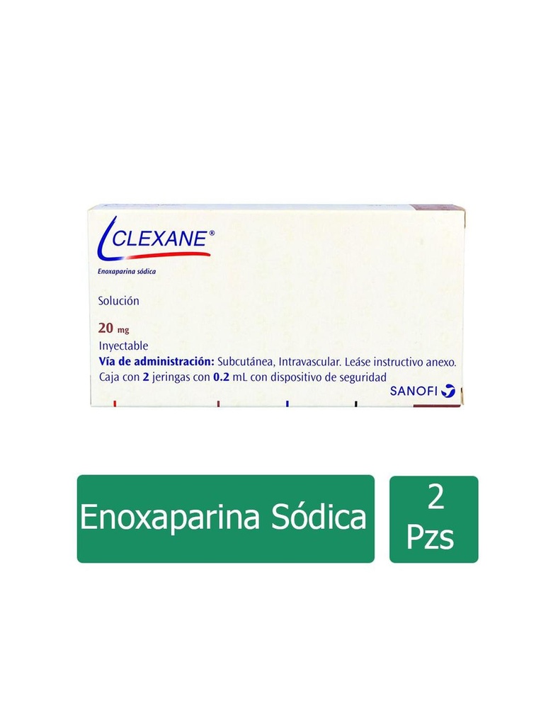 [7501072350213] Clexane 20 Mg Solución Inyectable 2 Jeringas 