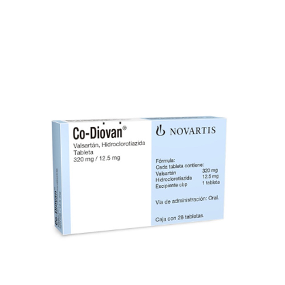 Co-Diovan Valsartán, Hidroclorotiazida 320/12.5 Mg Caja Con 28 Tabletas 