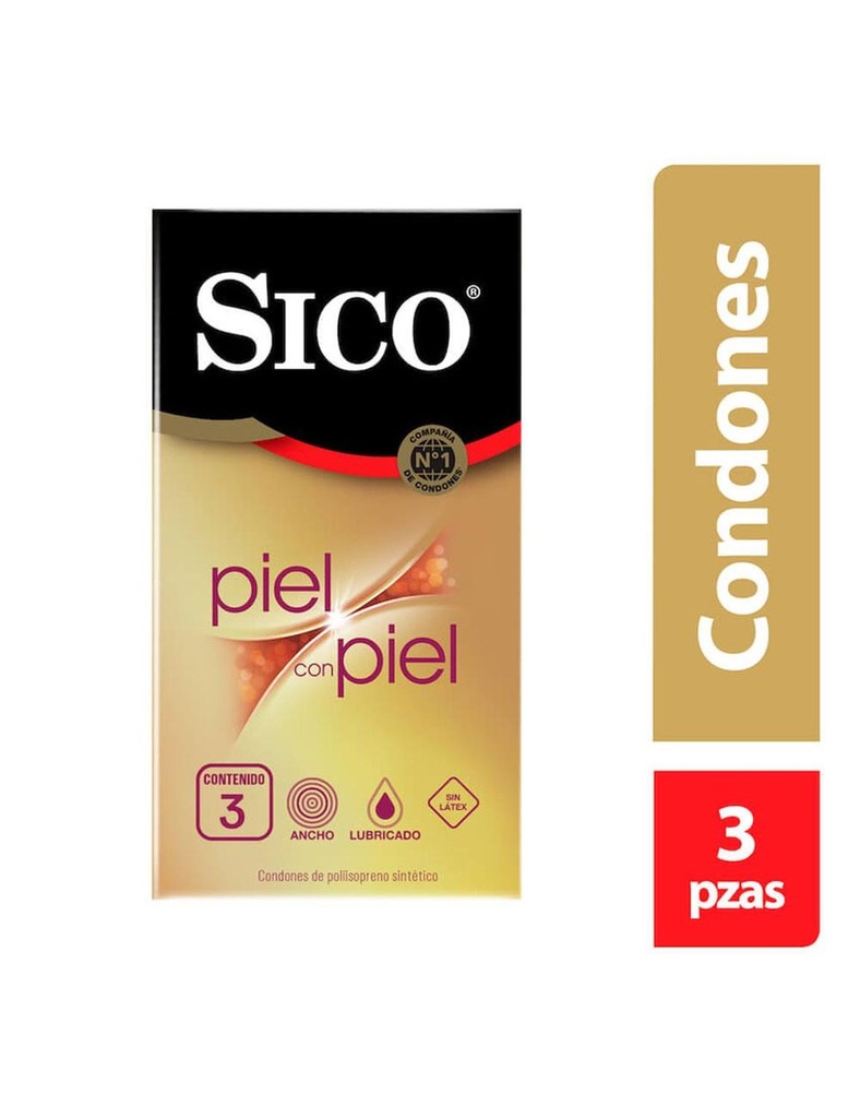 Preservativo Sico Piel Con Piel 3 Piezas Sin Látex 