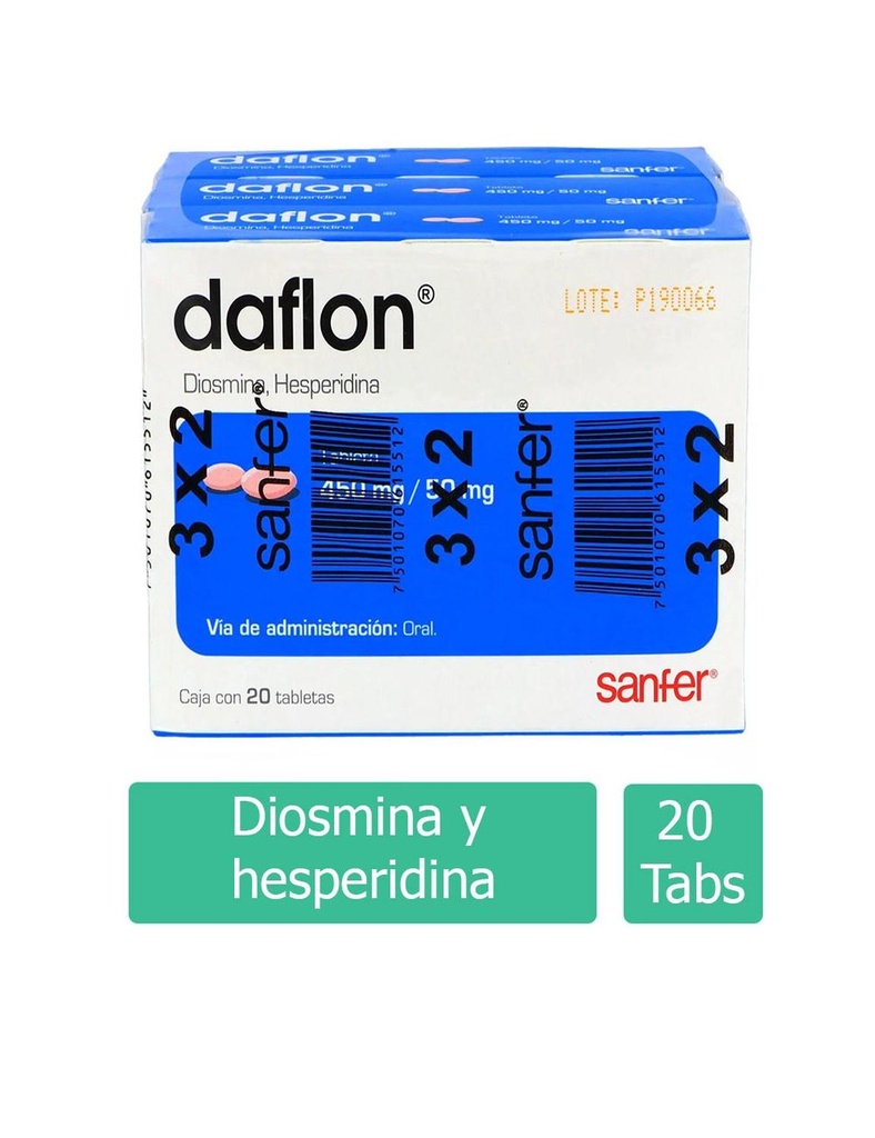 Daflon 500 Mg 20 Tabletas 3 Pack 