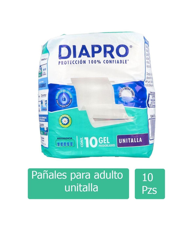 Pañal Diapro Predoblados Gel Adulto 10 Piezas 
