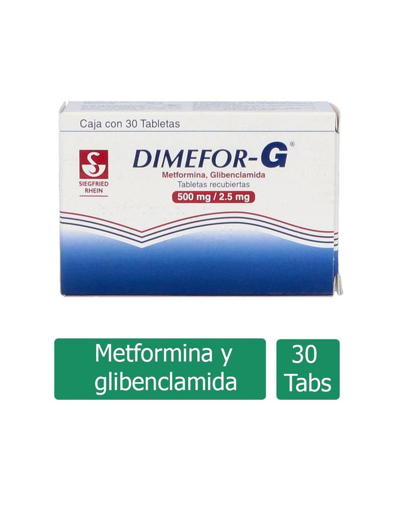 Dimefor-G 500/2.5 Mg 30 Tabletas Recubiertas 