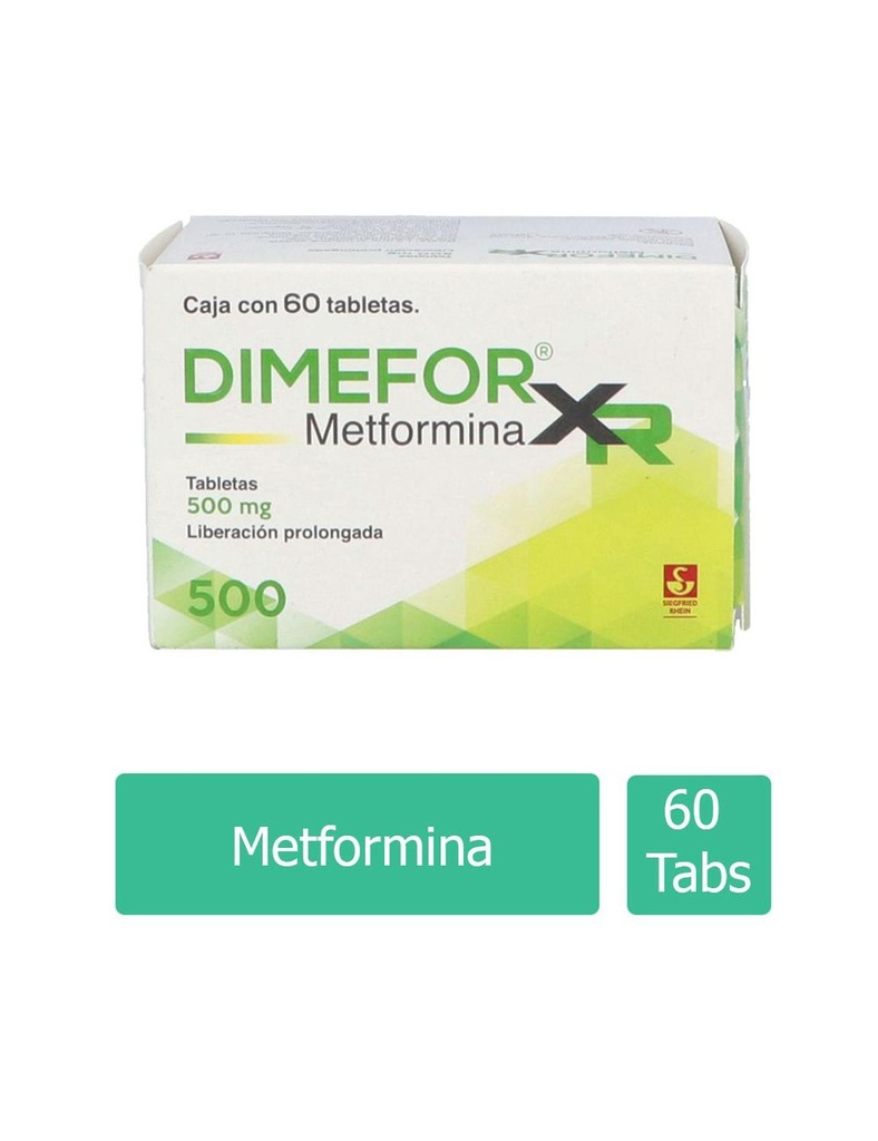 [7501300420770] Dimefor XR 500 Mg Liberación Prolongada 60 Tabletas 