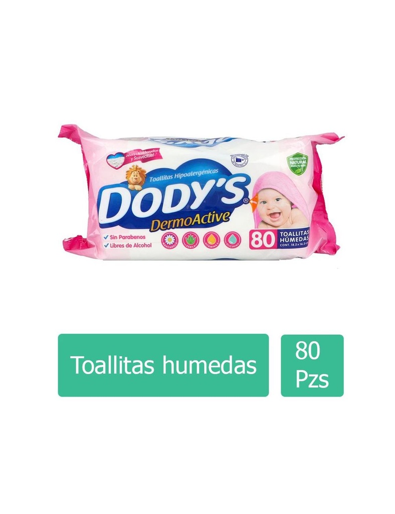 Toallas Húmedas Dody's DermoActive Rosa 80 Piezas 