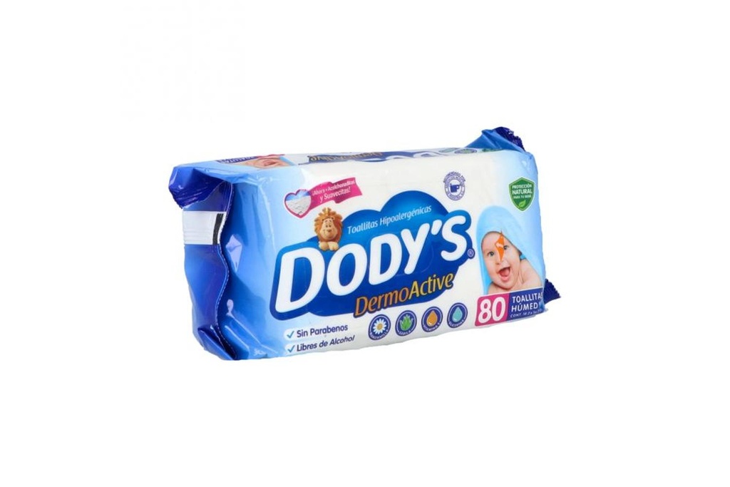 Dodys Dermo Active Toallitas Húmedas Azul Empaque Con 80 Toallitas