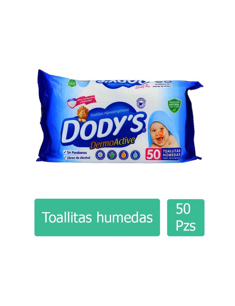 Toallas Húmedas Dody's Sávila Manzanilla 50 Piezas 