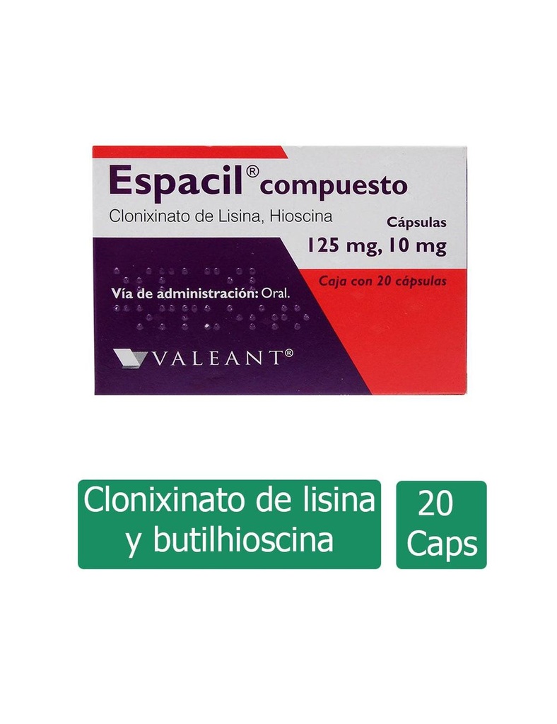 [7501122963707] Espacil Compuesto 125/10 Mg 20 Cápsulas 