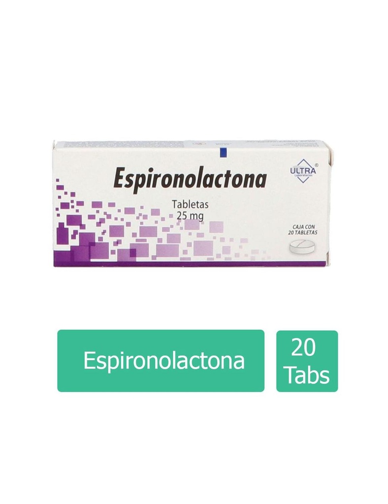 Espironolactona 25 Mg 20 Tabletas Genérico Ultra Lab 