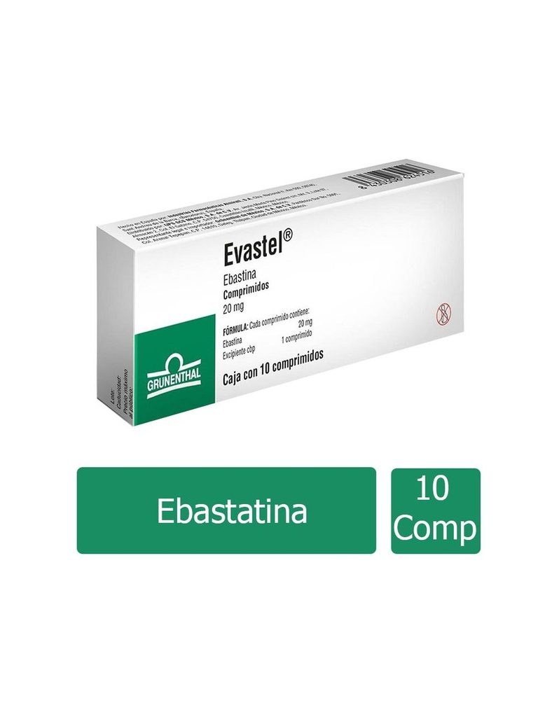 Evastel 20 20 Mg 10 Comprimidos 