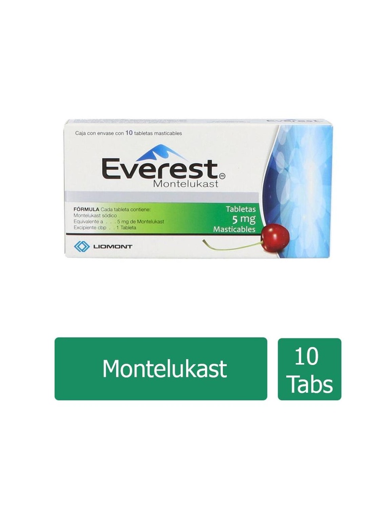 Everest Montelukast 5 Mg 10 Tabletas 