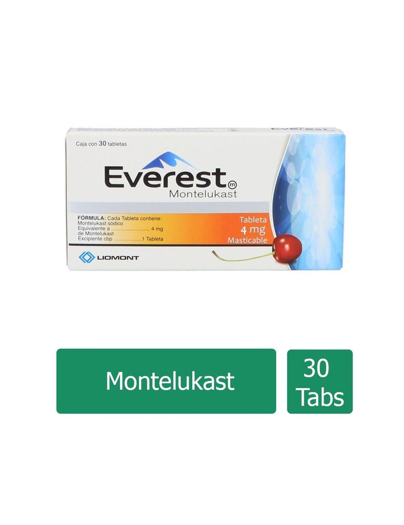 Everest Montelukast 4 Mg 30 Tabletas 