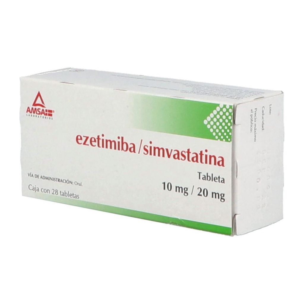 Ezetimiba/Simvastatina 10/20 Mg 28 Tabletas Genérico Amsa 