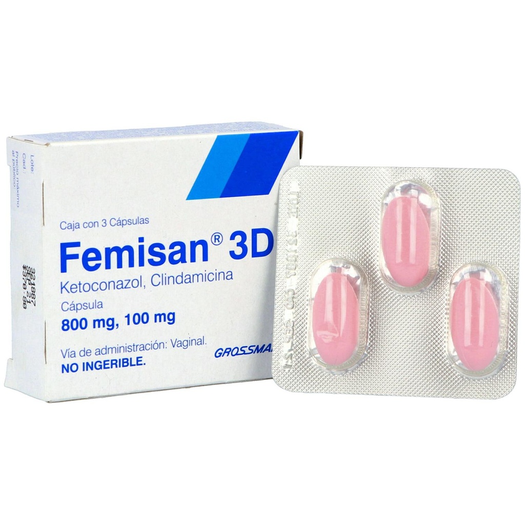 [7501123001682] Femisan 3D 800/100 Mg Vaginal 3 Cápsulas 