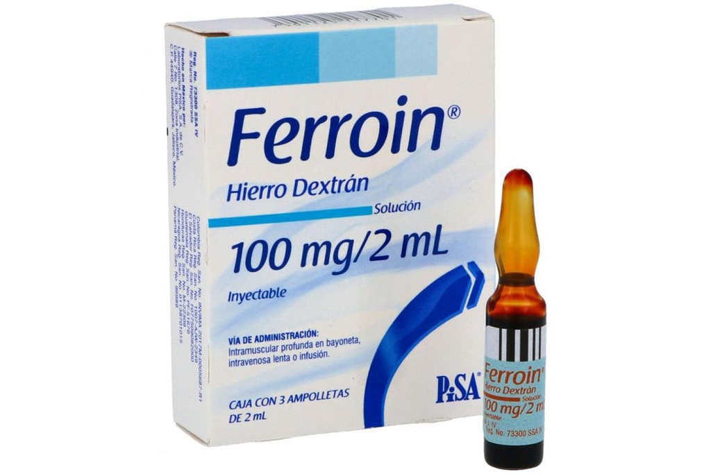 Ferroin 100 Mg 3 Ampolleta 2 Ml 