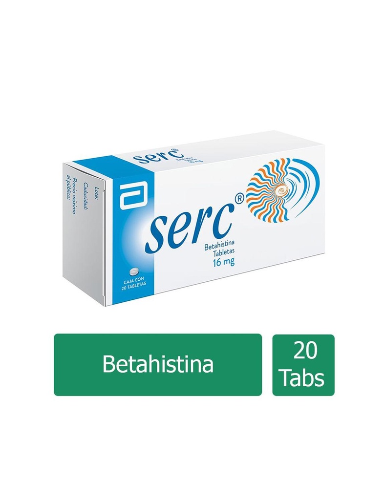 Serc 16 Mg 20 Tabletas 